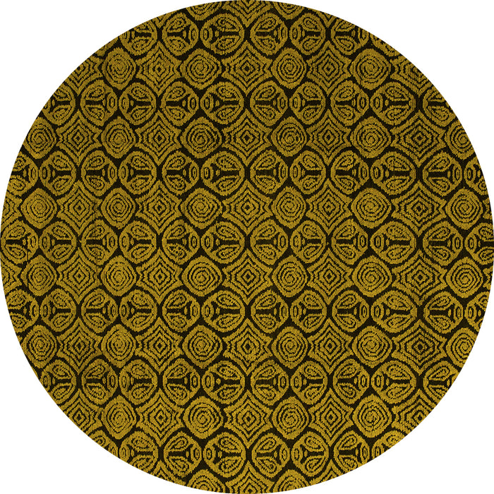Round Machine Washable Abstract Yellow Modern Rug, wshabs5122yw