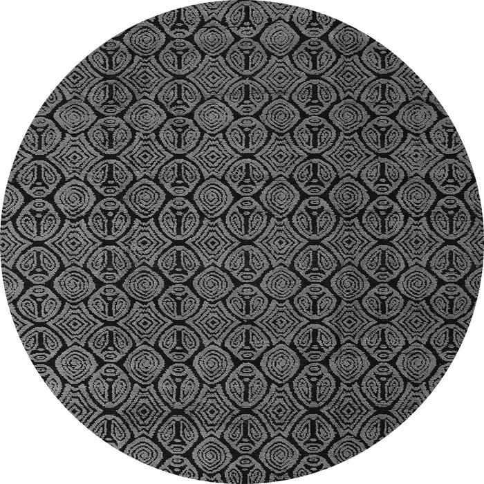 Round Machine Washable Abstract Gray Modern Rug, wshabs5122gry