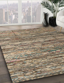 Abstract Camel Brown Modern Rug in Family Room, abs5123