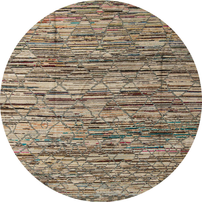 Round Abstract Camel Brown Modern Rug, abs5123