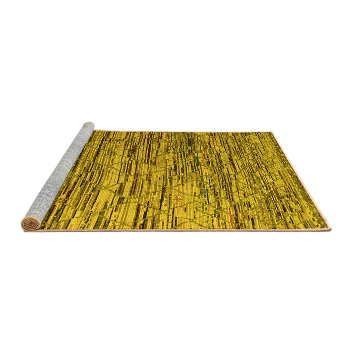 Sideview of Machine Washable Abstract Yellow Modern Rug, wshabs5123yw