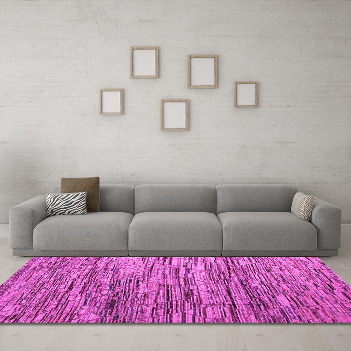 Machine Washable Abstract Pink Modern Rug in a Living Room, wshabs5123pnk