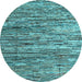 Round Abstract Light Blue Modern Rug, abs5123lblu