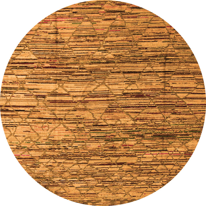Round Machine Washable Abstract Orange Modern Area Rugs, wshabs5123org