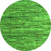 Round Machine Washable Abstract Green Modern Area Rugs, wshabs5123grn