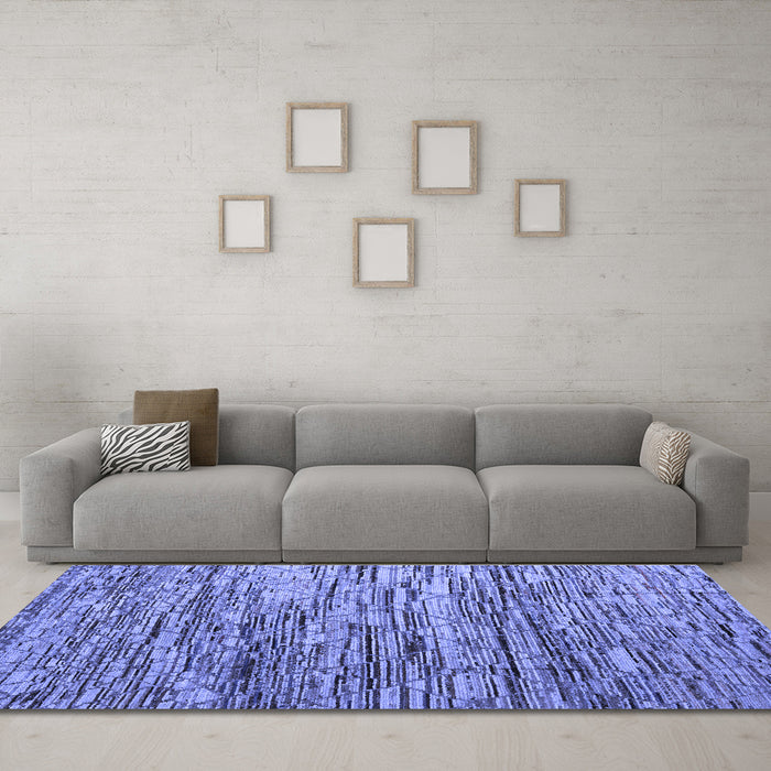 Machine Washable Abstract Blue Modern Rug in a Living Room, wshabs5123blu