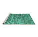 Sideview of Machine Washable Abstract Turquoise Modern Area Rugs, wshabs5123turq