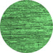 Round Abstract Emerald Green Modern Rug, abs5123emgrn