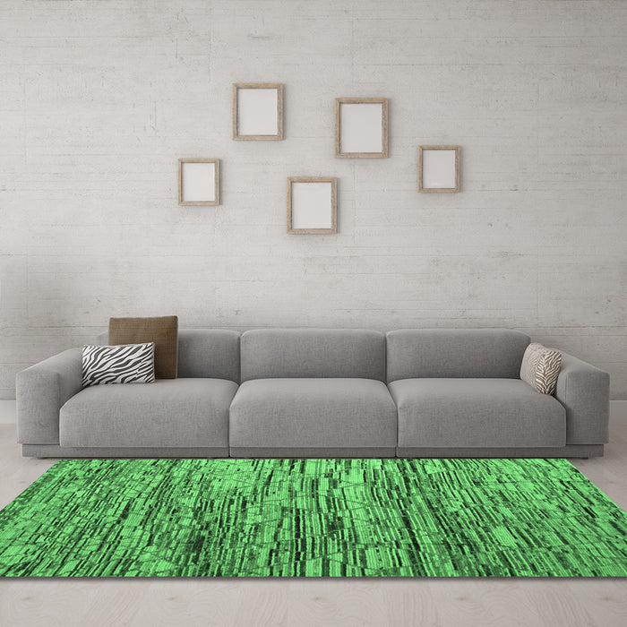Machine Washable Abstract Emerald Green Modern Area Rugs in a Living Room,, wshabs5123emgrn