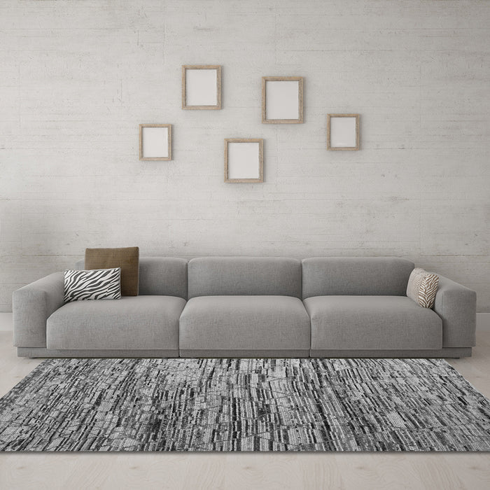 Machine Washable Abstract Gray Modern Rug in a Living Room,, wshabs5123gry