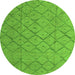 Round Abstract Green Modern Rug, abs5124grn