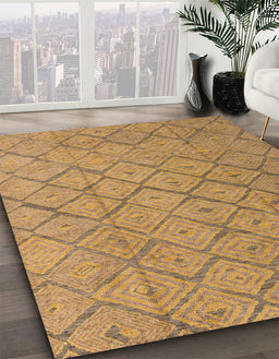 Abstract Yellow Modern Rug in Family Room, abs5124