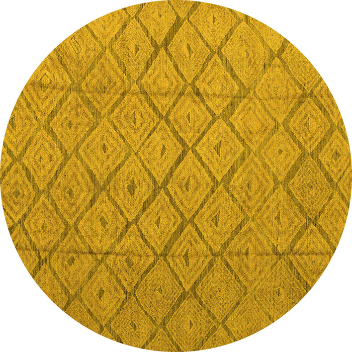 Round Abstract Yellow Modern Rug, abs5124yw