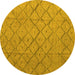 Round Abstract Yellow Modern Rug, abs5124yw