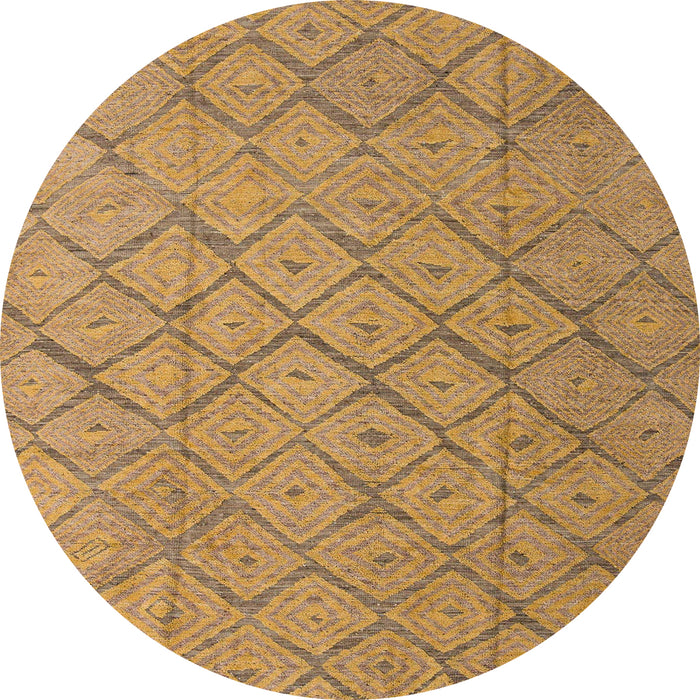 Round Machine Washable Abstract Yellow Rug, wshabs5124