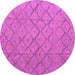 Round Machine Washable Abstract Purple Modern Area Rugs, wshabs5124pur