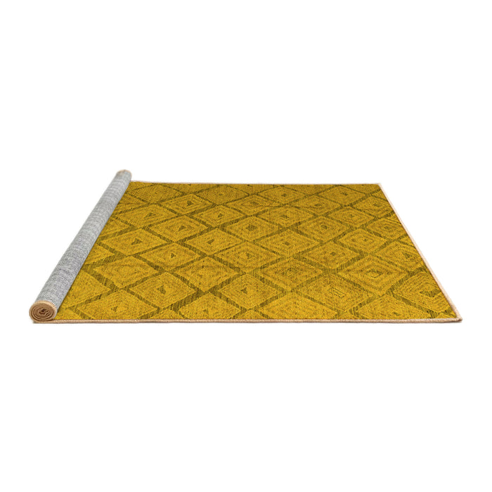 Sideview of Machine Washable Abstract Yellow Modern Rug, wshabs5124yw