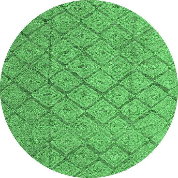 Round Abstract Emerald Green Modern Rug, abs5124emgrn