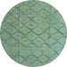 Round Abstract Light Blue Modern Rug, abs5124lblu