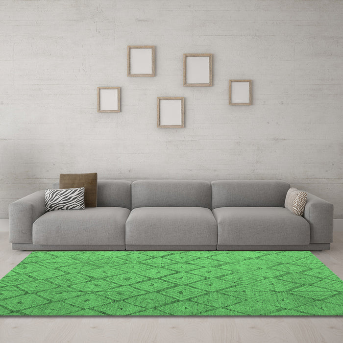 Machine Washable Abstract Emerald Green Modern Area Rugs in a Living Room,, wshabs5124emgrn
