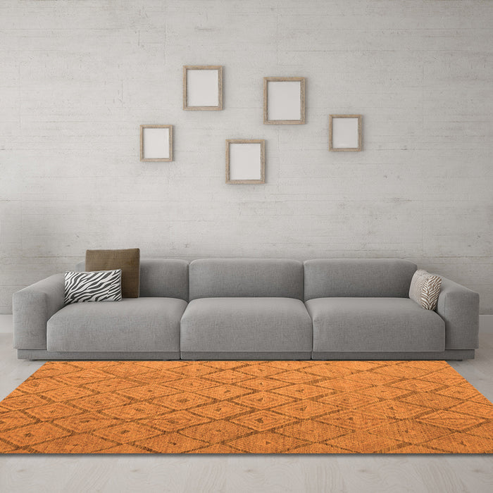 Machine Washable Abstract Orange Modern Area Rugs in a Living Room, wshabs5124org