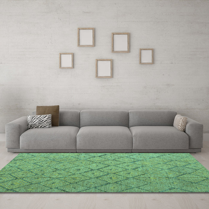 Machine Washable Abstract Turquoise Modern Area Rugs in a Living Room,, wshabs5124turq
