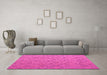 Machine Washable Abstract Pink Modern Rug in a Living Room, wshabs5124pnk