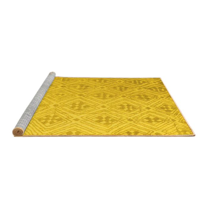 Sideview of Machine Washable Abstract Yellow Modern Rug, wshabs5125yw