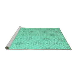 Sideview of Machine Washable Abstract Turquoise Modern Area Rugs, wshabs5125turq