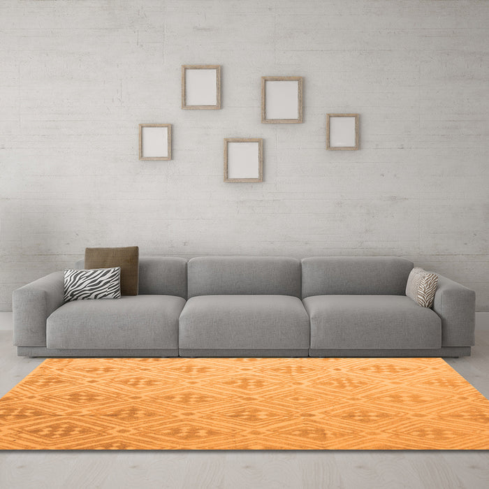 Machine Washable Abstract Orange Modern Area Rugs in a Living Room, wshabs5125org