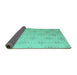 Sideview of Abstract Turquoise Modern Rug, abs5125turq