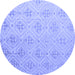 Round Machine Washable Abstract Blue Modern Rug, wshabs5125blu