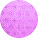 Round Machine Washable Abstract Purple Modern Area Rugs, wshabs5125pur