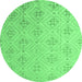 Round Abstract Emerald Green Modern Rug, abs5125emgrn