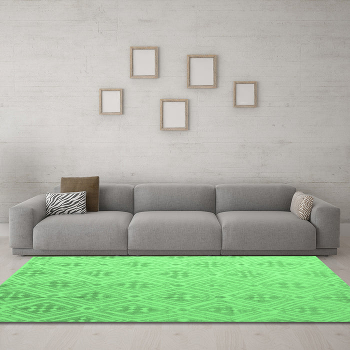 Machine Washable Abstract Emerald Green Modern Area Rugs in a Living Room,, wshabs5125emgrn