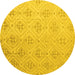 Round Abstract Yellow Modern Rug, abs5125yw