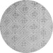 Round Machine Washable Abstract Gray Modern Rug, wshabs5125gry