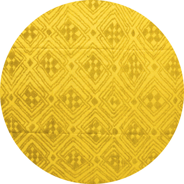 Round Machine Washable Abstract Yellow Modern Rug, wshabs5125yw