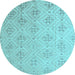 Round Abstract Light Blue Modern Rug, abs5125lblu