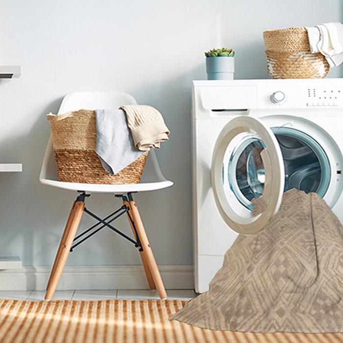 Machine Washable Abstract Light Copper Gold Rug in a Washing Machine, wshabs5125