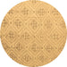 Round Machine Washable Abstract Brown Modern Rug, wshabs5125brn