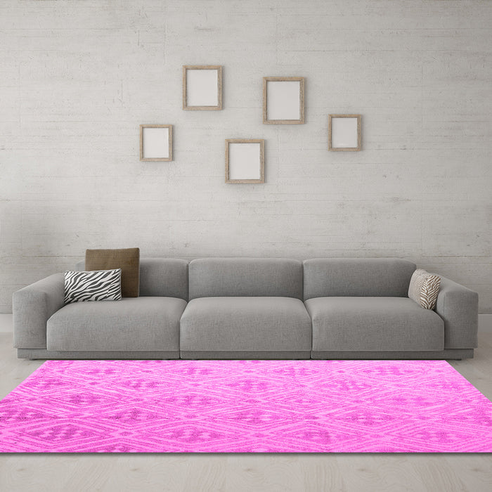 Machine Washable Abstract Pink Modern Rug in a Living Room, wshabs5125pnk