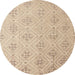 Round Machine Washable Abstract Light Copper Gold Rug, wshabs5125