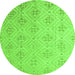 Round Machine Washable Abstract Green Modern Area Rugs, wshabs5125grn