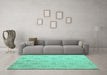 Machine Washable Abstract Turquoise Modern Area Rugs in a Living Room,, wshabs5125turq