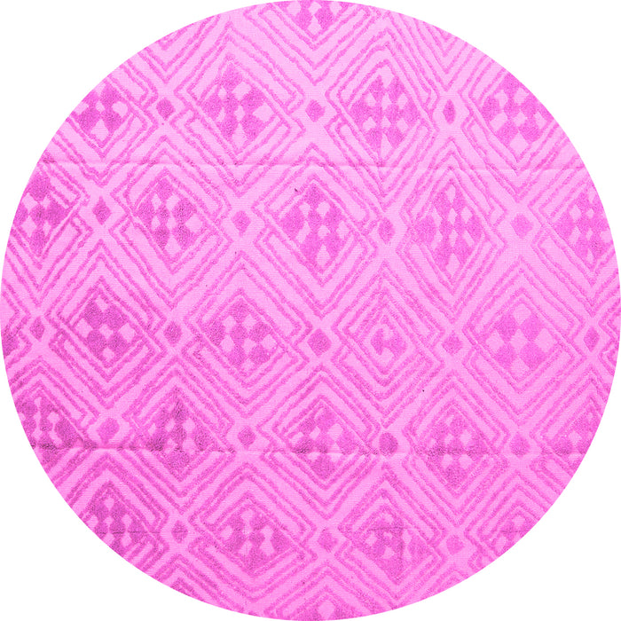Round Machine Washable Abstract Pink Modern Rug, wshabs5125pnk