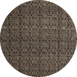 Round Abstract Dark Almond Brown Modern Rug, abs5126