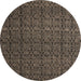 Round Abstract Dark Almond Brown Modern Rug, abs5126