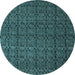 Round Abstract Light Blue Modern Rug, abs5126lblu