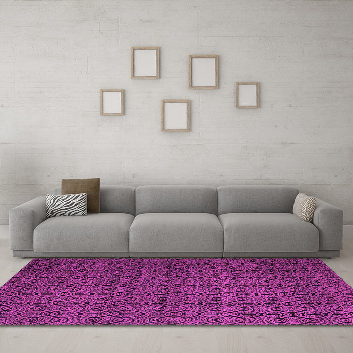 Machine Washable Abstract Pink Modern Rug in a Living Room, wshabs5126pnk